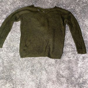 Green open back sweater NWOT